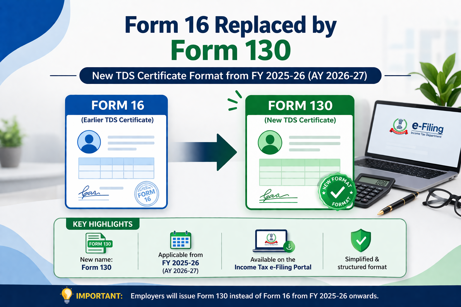 Form 16 Replaced by Form 130: Complete Guide 2026