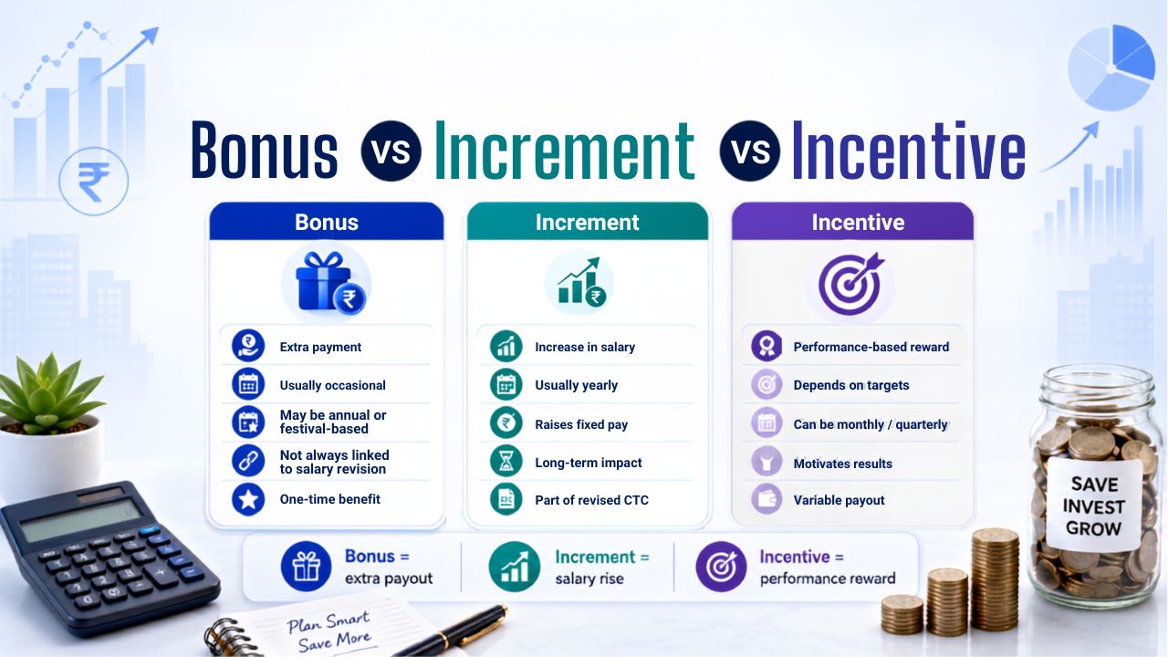 Bonus vs increment vs incentive